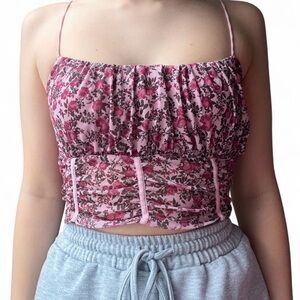 Garage Pink Floral Crop Top